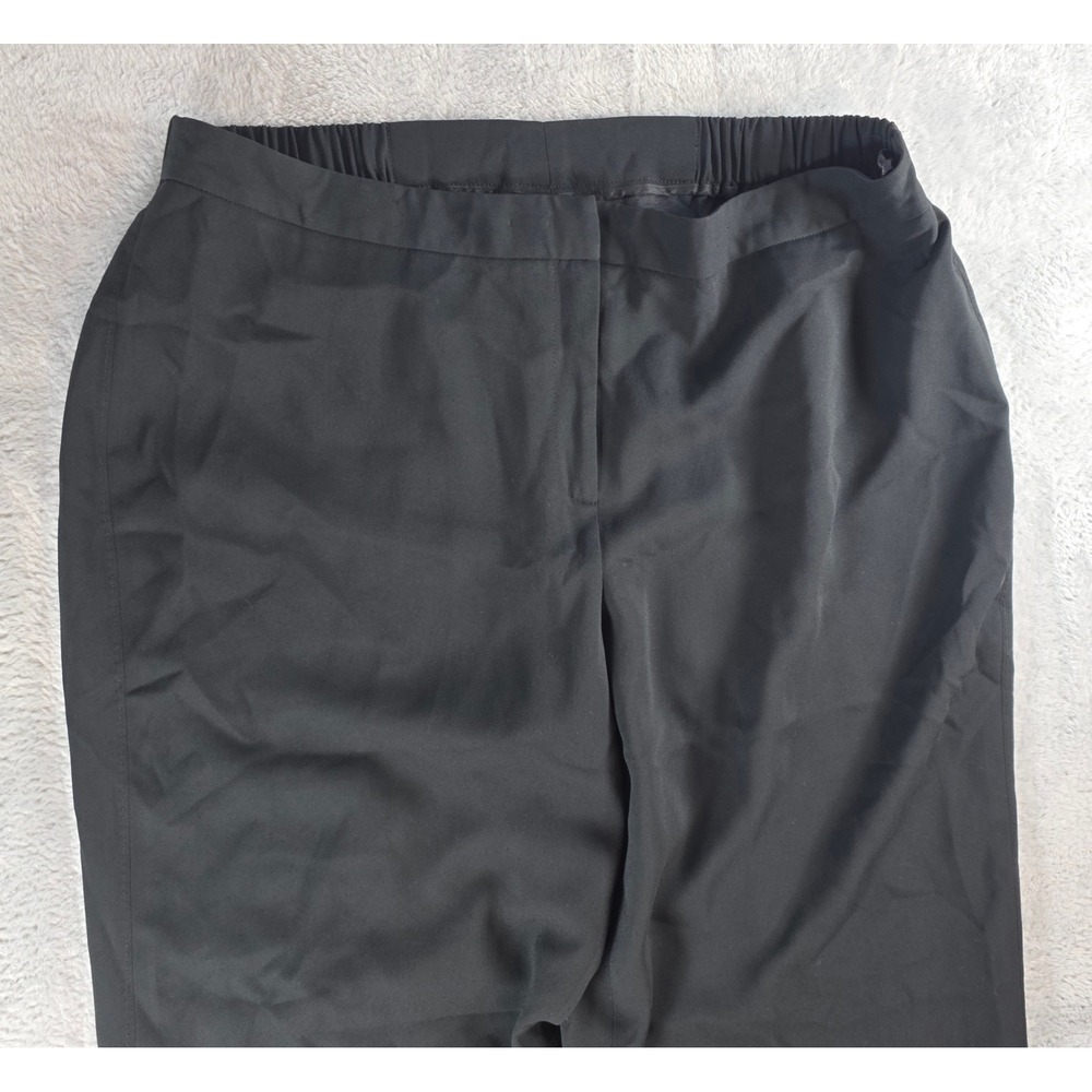 Bloomingdale's Women 18W Black Trousers Elastic Waist Acetate Blend Straight Leg - Picture 7 of 9